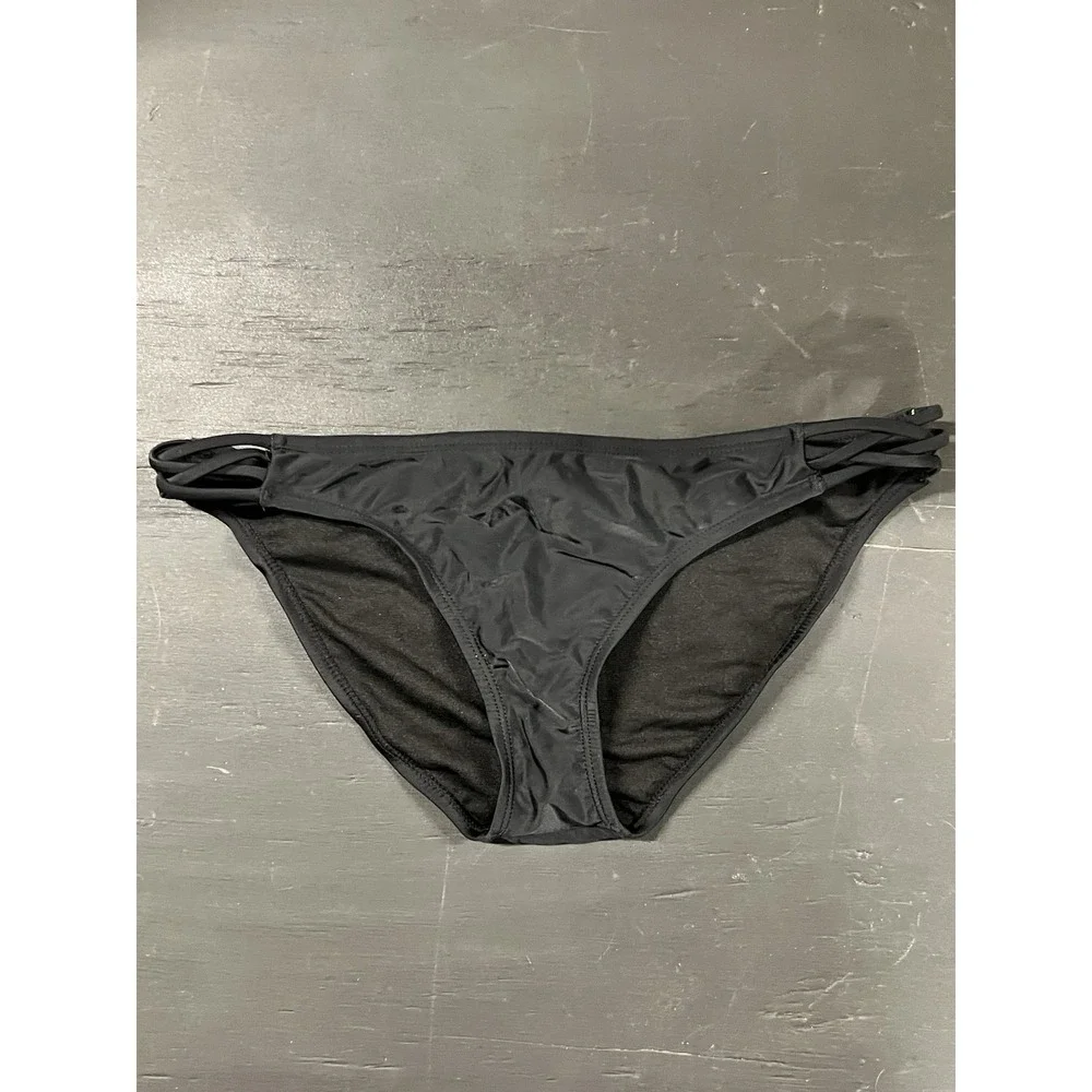 Arizona Women's Sun Coast Cheeky Strappy Bikini Bottom‎ Black Size XL